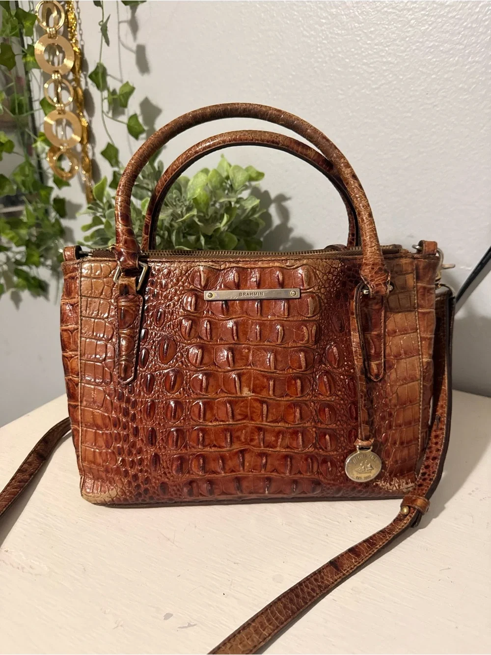 Brahmin croc embossed